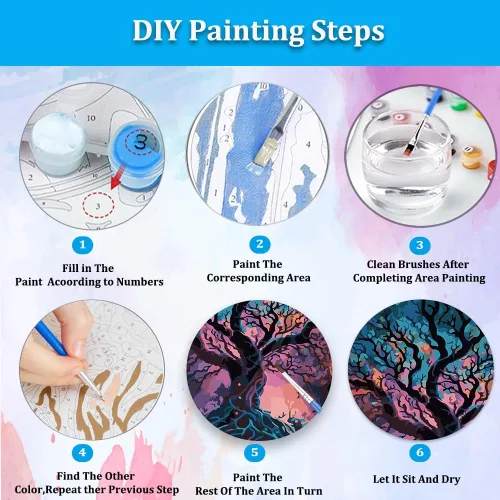 Vista 5 de Artunion Árbol de la vida - Pintura por números para adultos principiantes, kits de pintura de paisaje por números, pintura al óleo por números