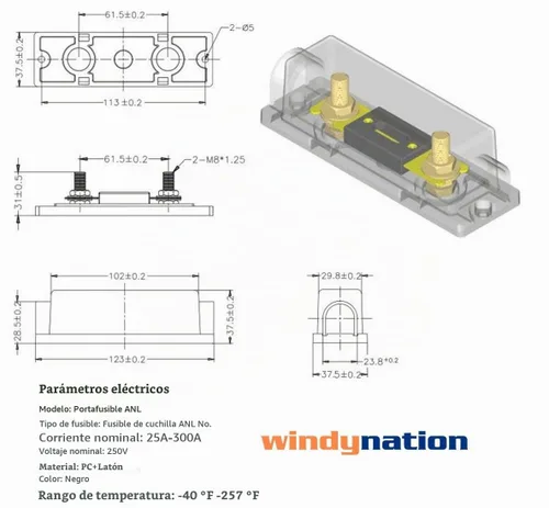 Vista 5 de WindyNation Soporte de fusible ANL + fusible (2 piezas 30A)