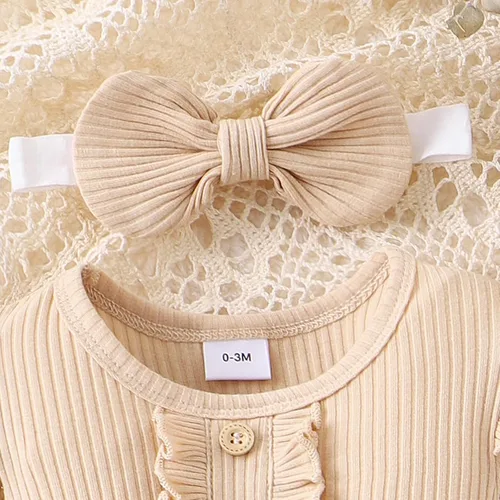 Vista 4 de Maemukilabe Infant Newborn Baby Girl Ruffle Sleeve Dress Romper 2Pcs Tulle Bodysuit Headband Set Christmas Halloween Clothes