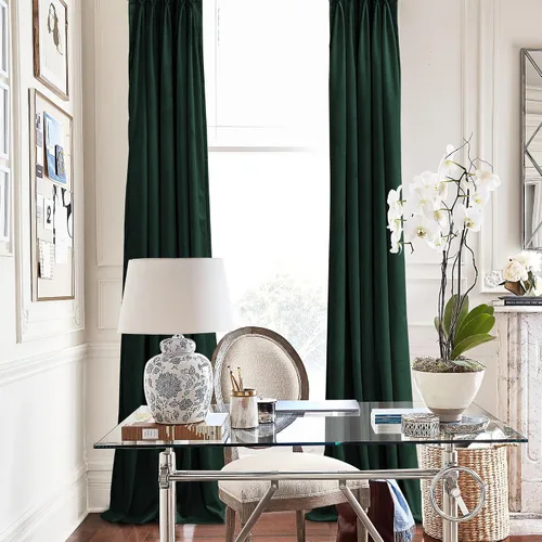 Vista 2 de KGORGE Cortinas de terciopelo verde cazador con pliegues pinzados de 84 pulgadas, con aislamiento térmico para oscurecer habitaciones, con anillas