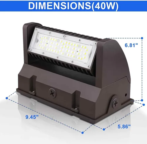 Vista 5 de Paquete de luz LED giratoria de 40 W con cabezal ajustable, 5000 K 5400 LM, IP65 impermeable, accesorios de iluminación de seguridad comercial