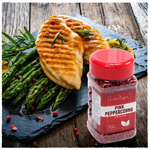 Vista 8 de Eastanbul Granos de pimienta rosa, 3.53 onzas, granos de pimienta rosa entera entera de primera calidad, perfecto para platos gourmet y condimentos