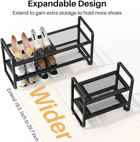 Vista 4 de Estante para zapatos SNTD - Organizador de zapatos ampliable para armario, estante de almacenamiento de zapatos de metal ajustable, soporte