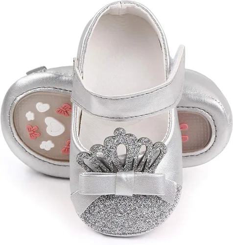 Vista 3 de Zapatos deportivos para niños pequeños zapatos de piel con corona para recién nacidos zapatos de princesa para primeros pasos