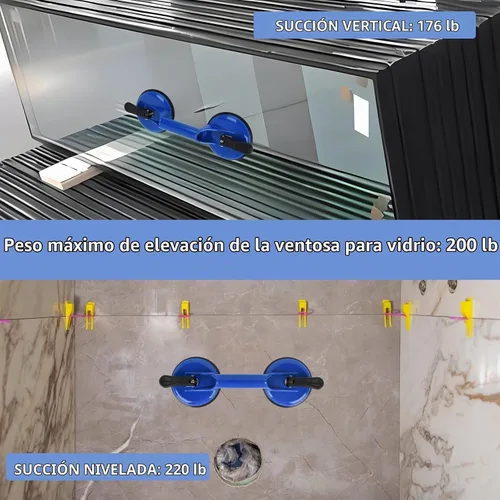 Vista 7 de FCHO - Ventosas de vidrio resistentes para elevación de azulejos de vidrio, paquete de 2, color azul