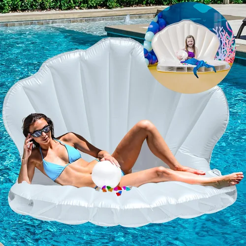 Vista 10 de JAMBO Flotador inflable para tumbona de piscina, 70 x 47 pulgadas, flotador de piscina con almohada, balsa de salón de agua, flotador de piscina