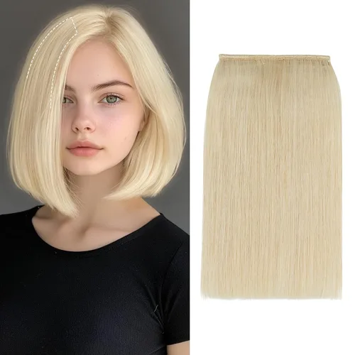 Vista 28 de S-noilite Extensiones de cabello corto con broches, 100% cabello humano real, 2 clips, extensiones con clip para mujeres con cabello delgado, añade