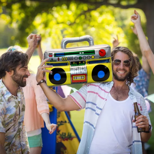 Vista 6 de 5 piezas de radio inflable Boombox teléfono móvil inflable de los años 80 y 90 decoraciones de fiesta accesorios de fotos para decoraciones