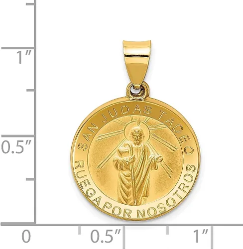 Vista 4 de Collar con colgante de medalla de San Judas Tadeo San Judas Tadeo de San Judas Patrono de San Judas de 14 quilates, joyería fina religiosa