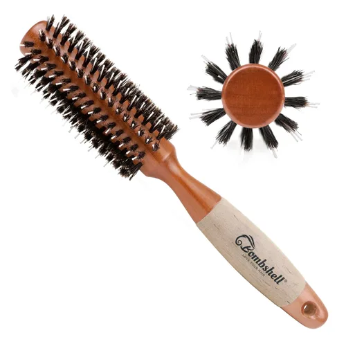 Vista 7 de Bombshell Cepillo Redondo de Madera de Abedul – 1.75 pulgadas de ancho, 10 pulgadas de largo, cerdas de jabalí, mango de madera natural