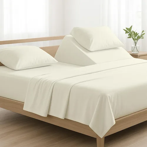 Vista 10 de NON Sticky cotton Juego de sábanas de 4 piezas para cama ajustable con números de sueño, 100% algodón egipcio, cabezal flexible de 34 pulgadas, se