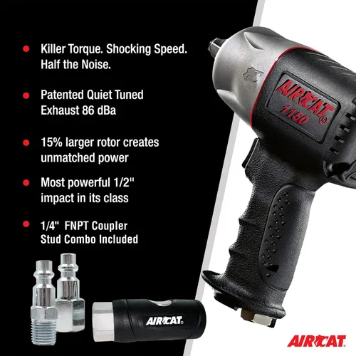 Vista 2 de AIRCAT 1150-C Llave de impacto compuesta de 1/2" con juego de acoplador