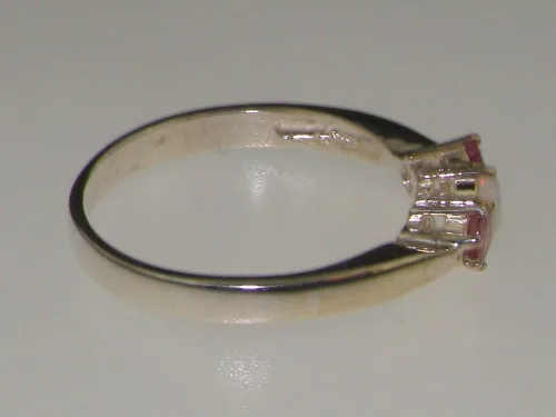 Vista 5 de Anillo de plata de ley 925 auténtica auténtica con ópalo y turmalina rosa para mujer