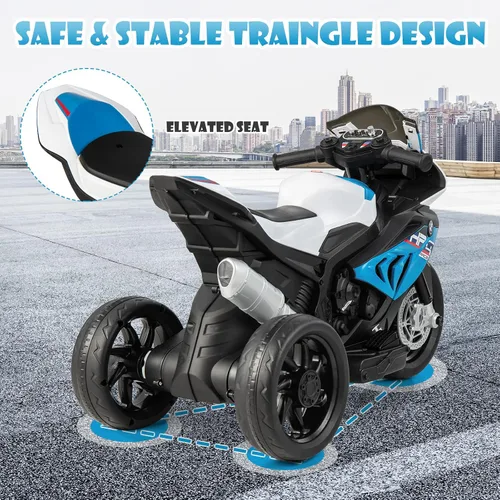 Vista 5 de Costzon - Motocicleta para niños, BMW con licencia, motocicleta eléctrica a batería de 12 V con faro, claxon, música, MP3, puerto USB, motocicleta