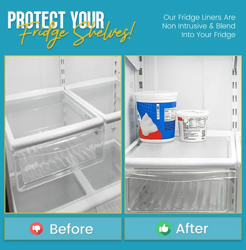 Vista 7 de Paquete de 1 rollo y 8 revestimientos transparentes para refrigerador, revestimientos para refrigerador para estantes de vidrio y protegen contra