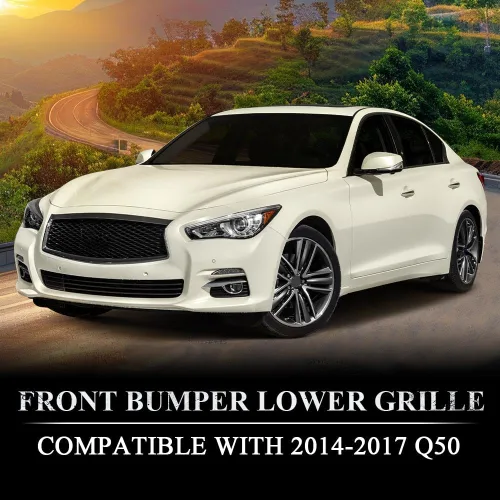 Vista 2 de G-PLUS Parachoques delantero inferior compatible con Infiniti Q50 2014-2017 parrilla negra mate IN1036102 622544HB0A
