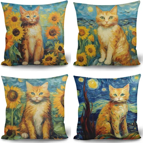 Vista 14 de GLUDEAR Juego de 4 fundas de almohada decorativas de 18 x 18 pulgadas, fundas modernas para dormitorio, sofá, sala de estar, decoración del hogar