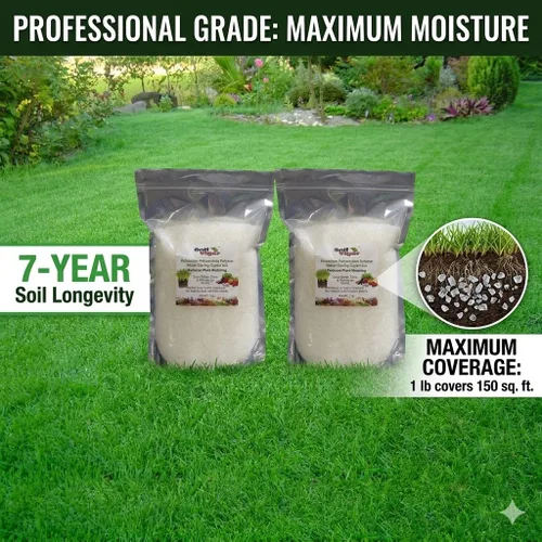 Vista 7 de Soil Vigor - Cristales absorbentes de agua de 50 libras, polímero superabsorbente de potasio (SAP) para césped, jardines y plantas en maceta