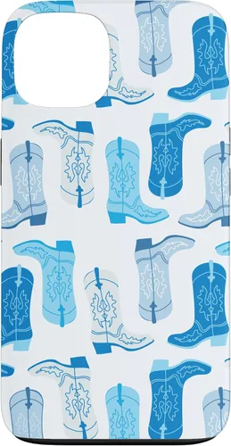Vista 7 de Cowboy Boot Illustration Preppy Western Pastel Blue and Cyan Case for iPhone 17