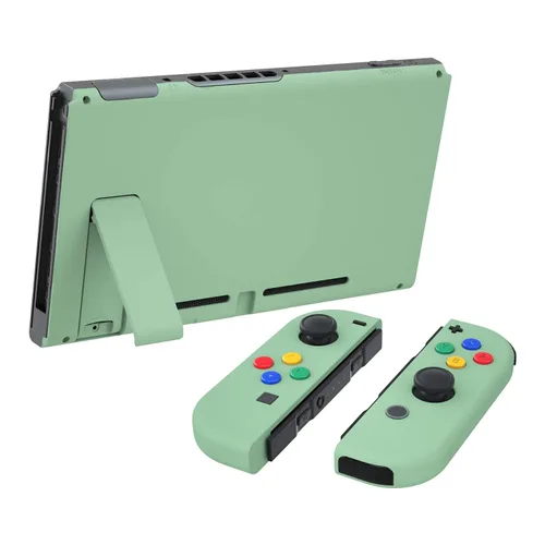 Vista 8 de eXtremeRate Matcha Green Front Back Plate for Nintendo Switch Console, NS Joycon Handheld Controller Housing with Colorful Button, Full Set
