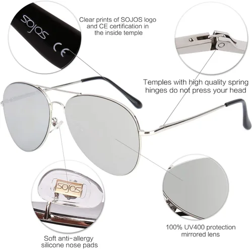 Vista 4 de SOJOS Trendy Aviator Sunglasses for Women and Men