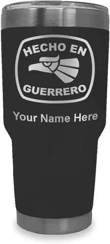 Vista 16 de LaserGram Vaso aislado al vacío de 20 onzas, hecho en Guerrero, grabado personalizado incluido (negro)