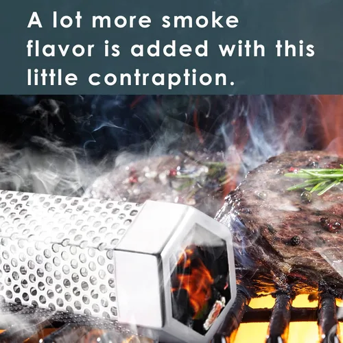 Vista 2 de Tubo de humo – Tubo de humo de 12 pulgadas para parrilla de pellets de 5 horas de humo, tubo de ahumador de pellets de acero inoxidable para todas