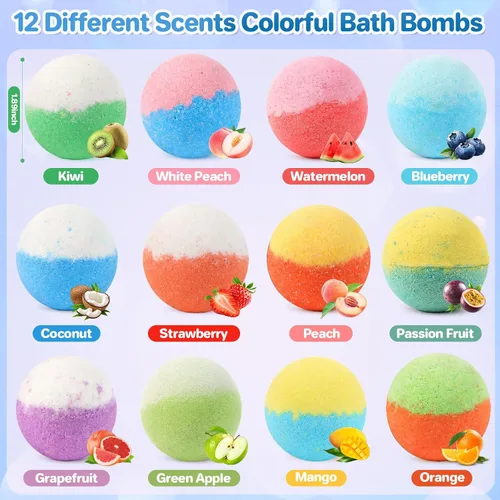 Vista 5 de Bombas de baño para niños con sorpresa en el interior, paquete de 24 bombas de baño para niños con juguetes en el interior, juego de regalo de baño