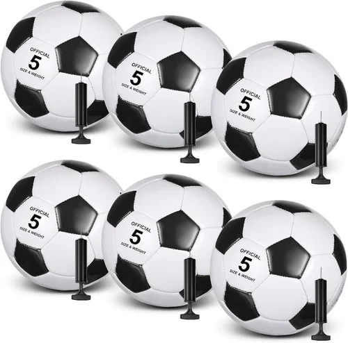 Vista 9 de 6 pelotas de fútbol de tamaño a granel 5/4/3 desinfladas con bomba para jóvenes y adultos, práctica de entrenamiento, fútbol para escuela, deportes
