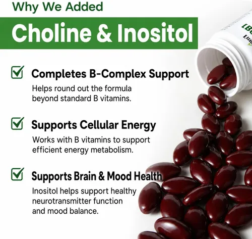 Vista 6 de Methylated B Complex,Liposomal Methyfolate 5-MTHF,Methylated B12 Complex,Ultra High Absorption with Choline Inositol-Supports Methylation,Energy and