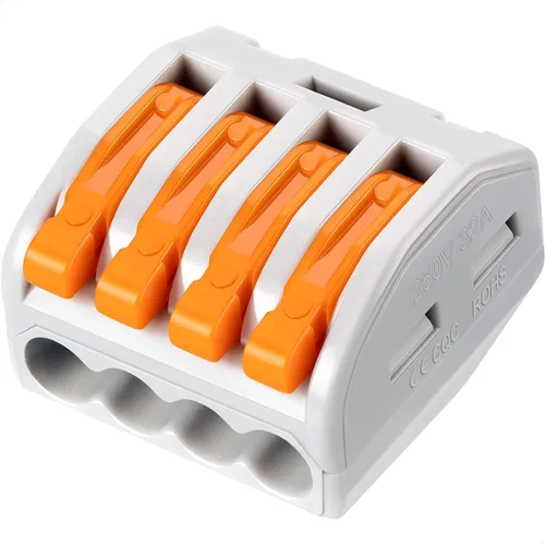 Vista 9 de 50 conectores de cable de palanca, conectores de empalme compactos para cables flexibles trenzados sólidos (2 conductores-naranja)