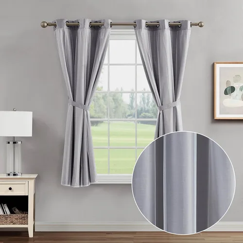 Vista 10 de Creative Home Ideas Augusta - Cortinas opacas (2 paneles, 38 x 84 pulgadas, rosa rubor), cortinas con aislamiento térmico para oscurecer la Rosa