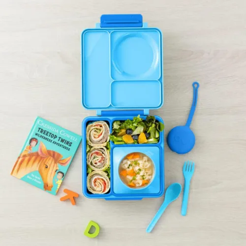 Vista 5 de Omie OmieBox - Lonchera Bento aislada a prueba de fugas con tarro de comida (cielo azul)