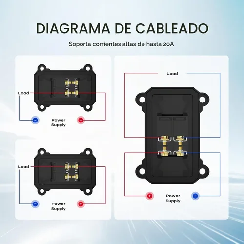 Vista 6 de Interruptor de línea impermeable, CNAODUN 12V DC 20A interruptor de palanca de encendido/apagado con botón basculante de luz verde DPST doble salida