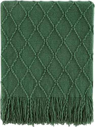 Vista 31 de Bourina Manta de punto decorativa con textura, unicolor y suave, para sofá, 50 x 60 pulgadas, almendra Knitted Throw Blanket 50x60 Inches, Soft