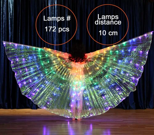Vista 10 de Alas LED Isis que brillan iluminan disfraces de carnaval, Halloween, disfraces de alas de mariposa con palos telescópicos