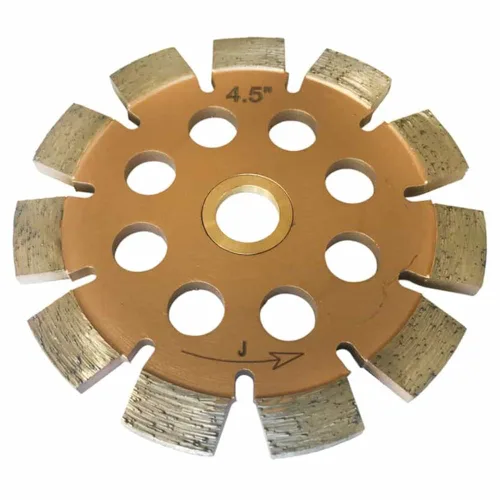 Vista 14 de Hoja de punto de inserción estilo sándwich de diamante de 4 pulgadas para extracción de juntas de mortero, ancho de segmento de doble capa de 1/4