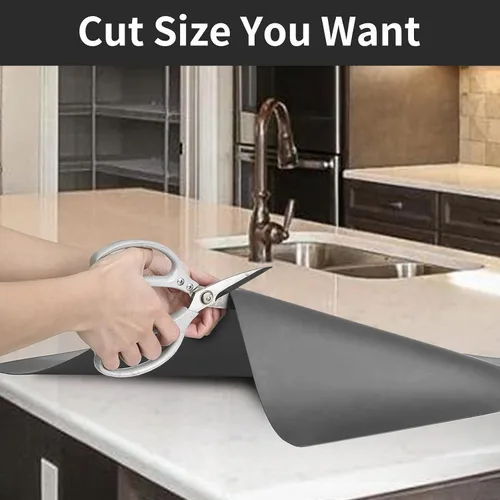Vista 6 de Tapete de silicona súper grande, 120 x 24 pulgadas, tapete de silicona para encimera de cocina, tapete antideslizante resistente al calor, tapete
