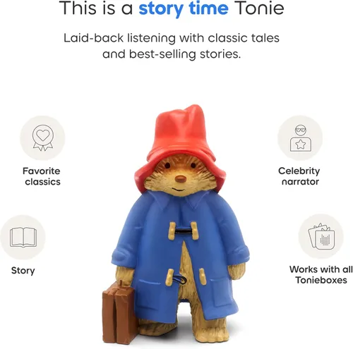 Vista 4 de Tonies Paddington Bear - Figurina de juguete de audio de Un Oso Llamado Paddington y Otras Historias por Michael Bond, narrada por Voces