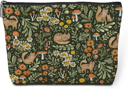 Vista 6 de jeilink Linda bolsa de maquillaje divertida con diseño floral de animales para amantes, mujeres, niñas, hijas, enfermeras, compañeras de trabajo