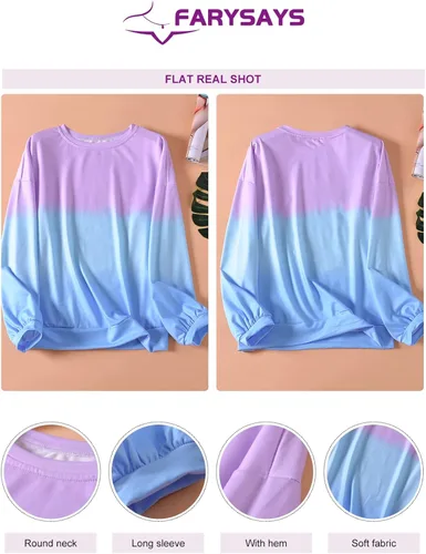 Vista 5 de FARYSAYS Sudadera de manga larga con cuello redondo y teñido anudado para mujer