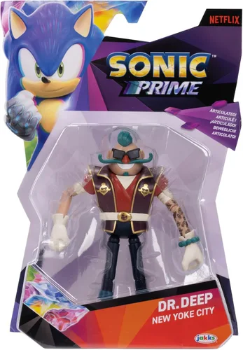 Vista 6 de Sonic Prime Dr. Deep - Figura de acción de 5 pulgadas de Yoke City, 13 puntos de articulaciones. A partir de 3 años