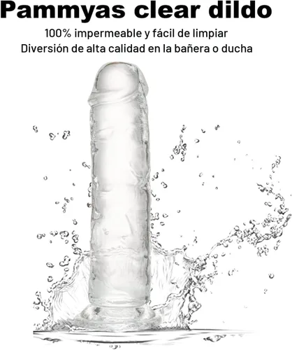 Vista 6 de Consolador realista de 7.1 pulgadas, consolador transparente con fuerte ventosa para jugar con manos libres, material suave, juguetes sexuales