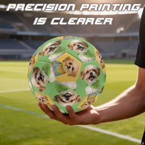 Vista 3 de Balón de fútbol personalizado de tamaño oficial con nombre de foto, logotipo, cuero sintético duradero, regalo unisex para entrenamiento de juego