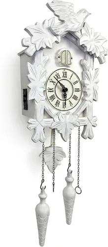 Vista 9 de Rylai Reloj de Cuco Vintage Grande de Madera para Pared Hecho a Mano 13x9.5 Pulgadas Marrón Tamaño grande 13x9.5 pulgadas Diseño tradicional Blanco