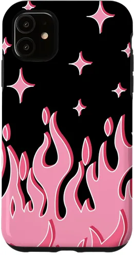 Vista 8 de Lindo patrón de llama rosa Grafitti Flames Pastel Goth Case para iPhone 17