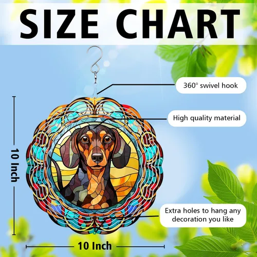 Vista 2 de Dachshund Yard and Garden Wind Spinner, exclusivo 3D colgante Dachshund Wind Spinner