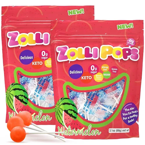 Vista 11 de Zolli Drops - Caramelos sin azúcar con xilitol, paletas sin colorantes, aptos para dieta cetogénica y diabética, golosinas aprobadas por dentistas