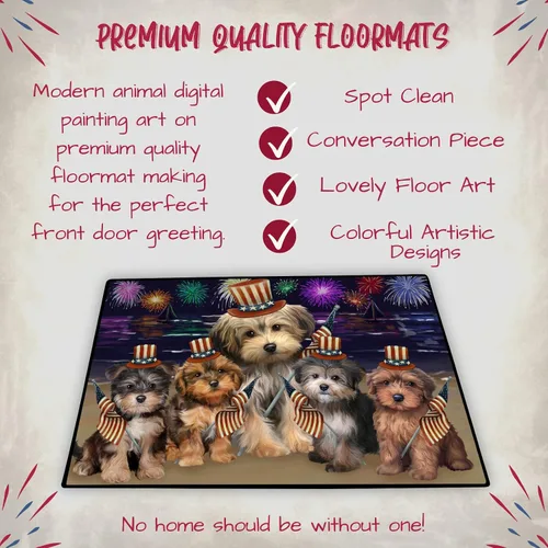 Vista 5 de Doggie of the Day Yorkipoo Dogs Floor Mat - 4th of July Independence Day - Best Dog Doormat - Protector Decor - Unique Portrait Art - Premium