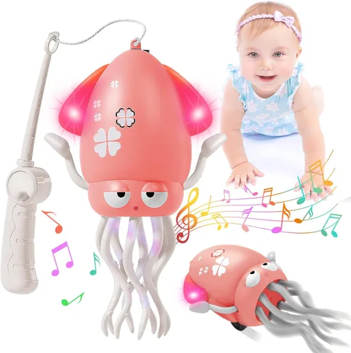 Vista 9 de Plnmlls Juguete de pulpo bailarín, juguetes para el tiempo boca abajo, con música y luz LED, batería recargable integrada y volumen que se pueden